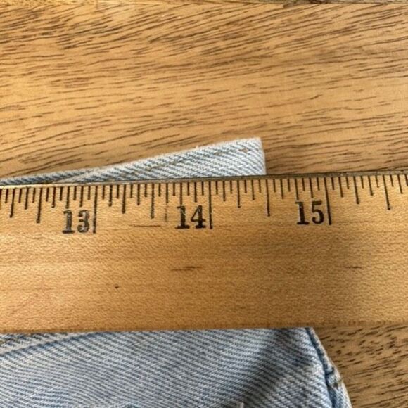 Levi’s 501 Blue Denim Jean Shorts Cut Off Distressed Flayed Size 29 High Waisted - Picture 5 of 10